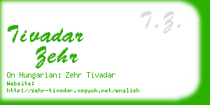 tivadar zehr business card